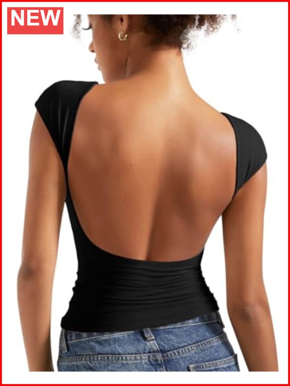 Double Lined Open Back Short Sleeve Crop Top Y2K Going Out Tee